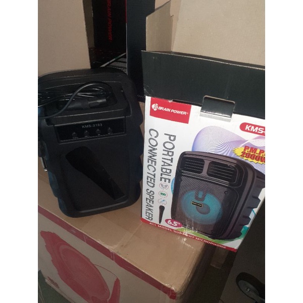 Speaker Bluetooth Karaoke Portable KIMISO BRAIN POWER KMS 3183 + Free Mic Ukuran 6'5