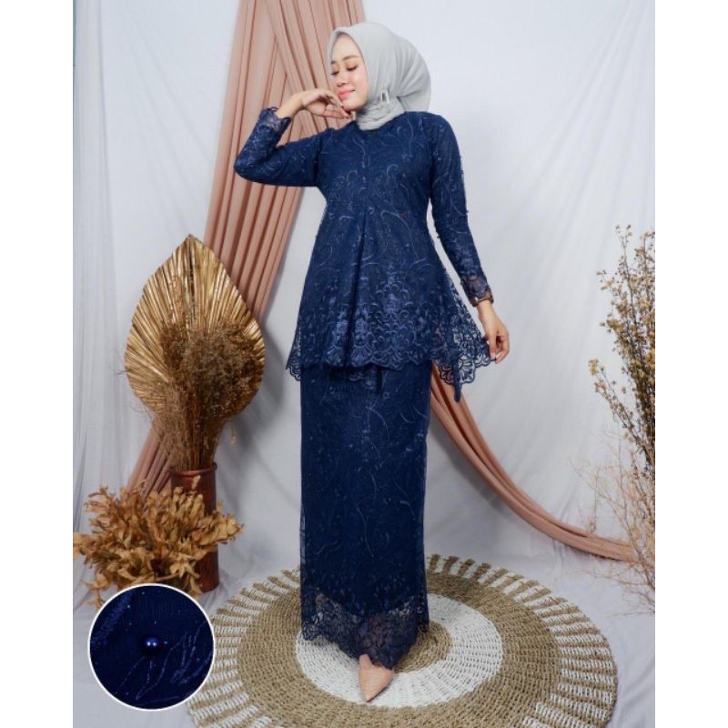 stelan kebaya tille mauri/setelan tunik tille/kebaya wisuda modern:set kebaya busui