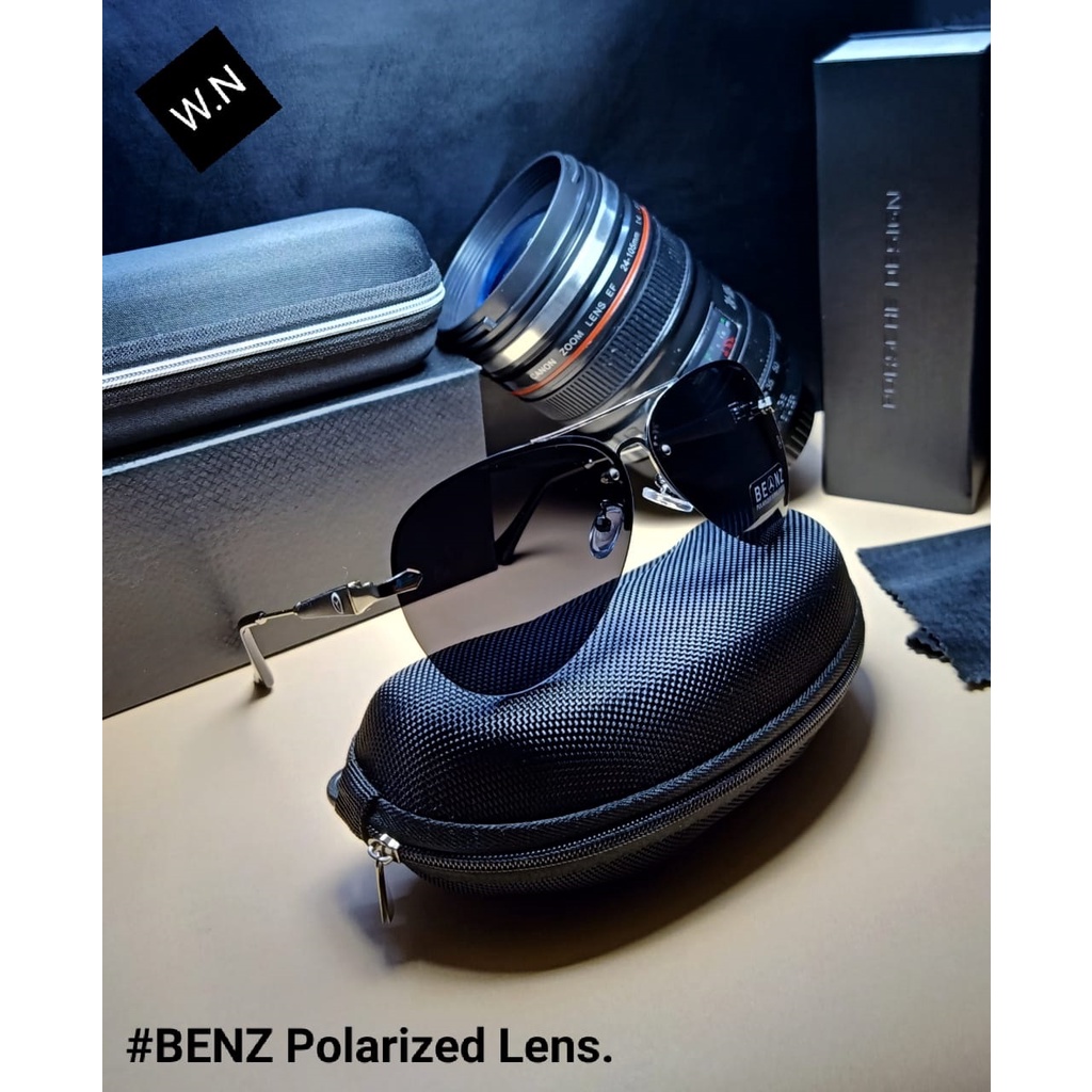 TERLARIS Kacamata Hitam Benzz Pilot Polaris Kacamata Gaya Pria Kacamata Fashion Vintage Kacamata Pil