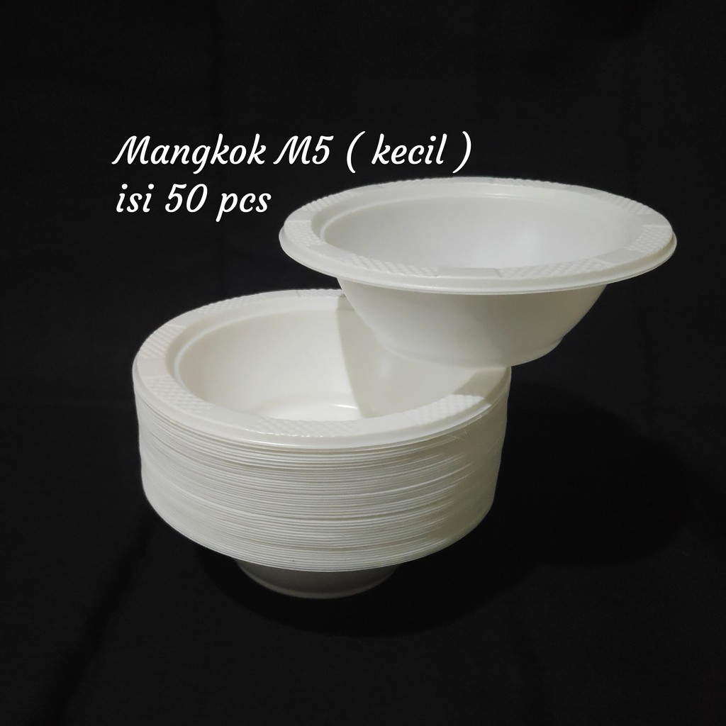 Mangkok Plastik Putih M-7 (isi 50 pcs) / Mangkok M-6 (50 pcs) / mangkok M-5 (50 pcs), Mangkok Bakso soto