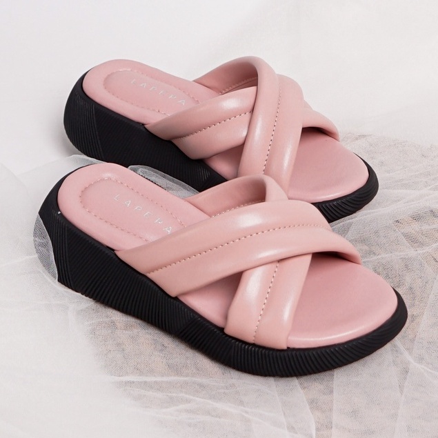 LAPEPA YUK - Sandal Platform Anak Perempuan Usia 2 sampai 10 Tahun NADHIRA KIDS  Sendal Anak cewek Wedges Wanita Empuk Model Silang Warna LIGHT SALEM Pink Soft adek kakak cewe Slop Usia Umur 3 4 5 6 7 8 9 thn Tahun Premium Ori Original Mall Official Store