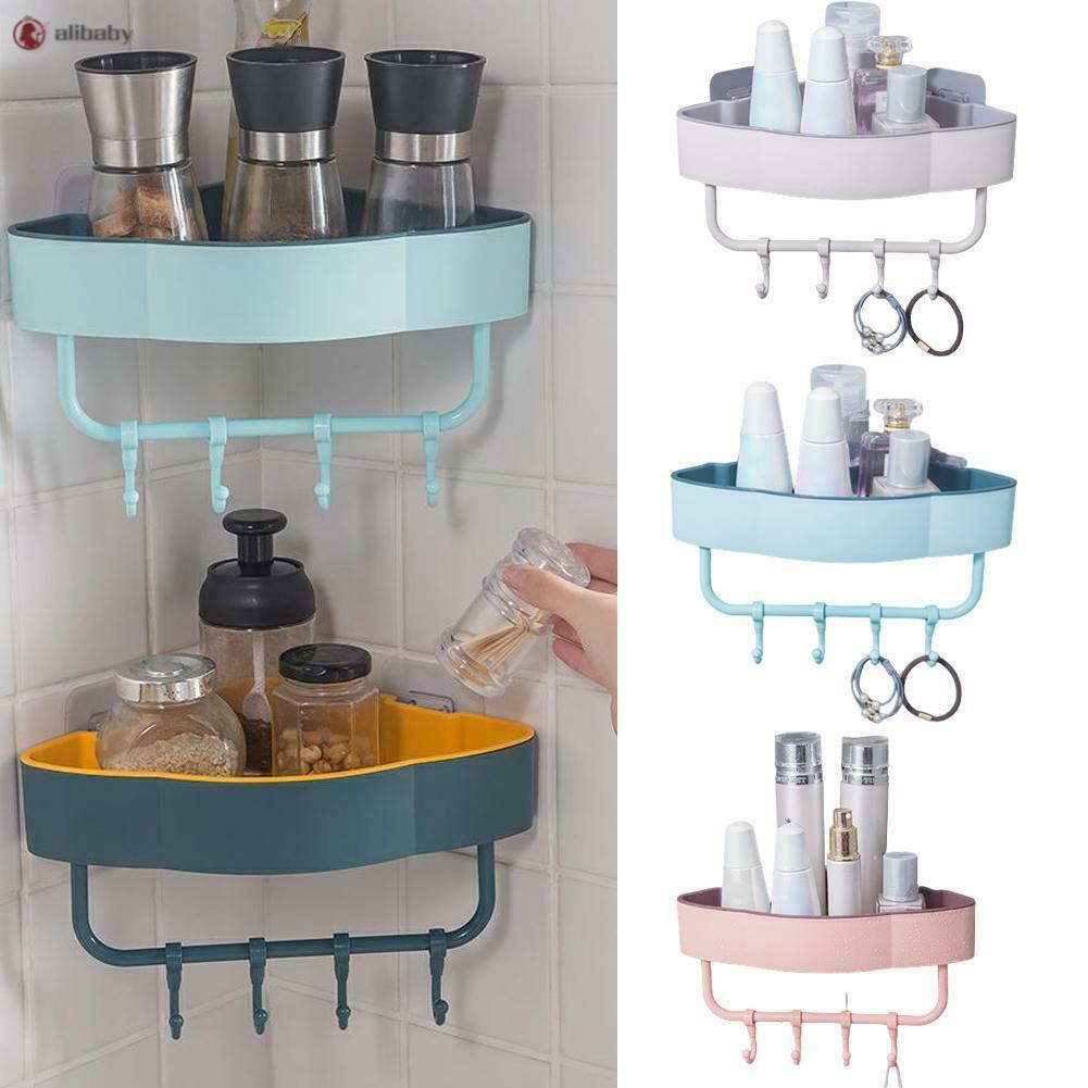 Shower Caddy Shelf Bathroom Wall Basket Rack Storage Corner Holder Organizer With Hooks Shopee Indonesia