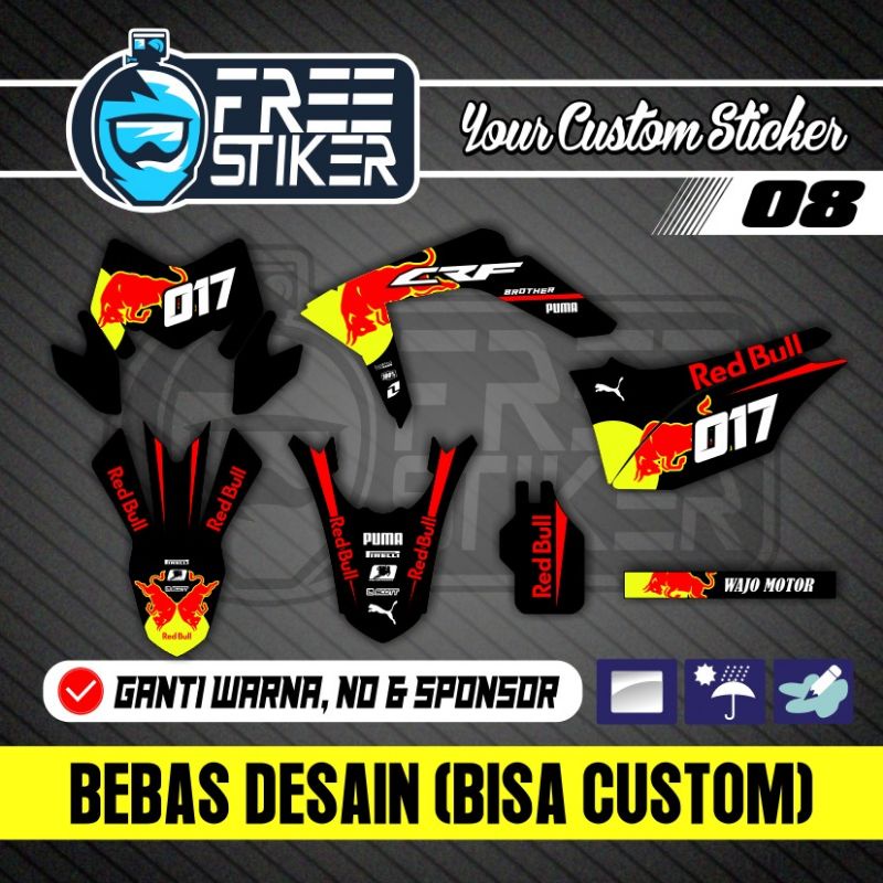 DECAL CRF 150 RED BULL MERAH