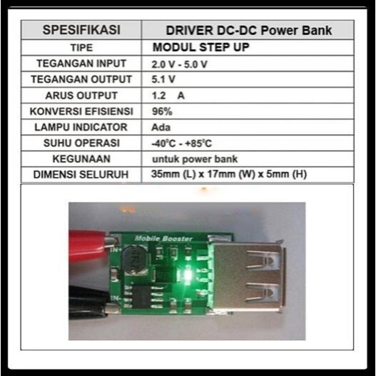 KIT MODUL POWER BANK DC - MODUL DC STEP UP to 5.1V 1.2A