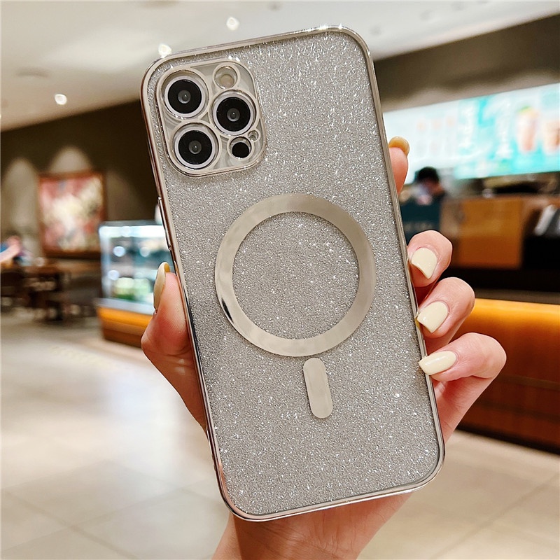 Soft Case Magnetik 6D Warna Silver / gold Untuk Iphone 13 12 11 Pro MAX XR X XS MAX