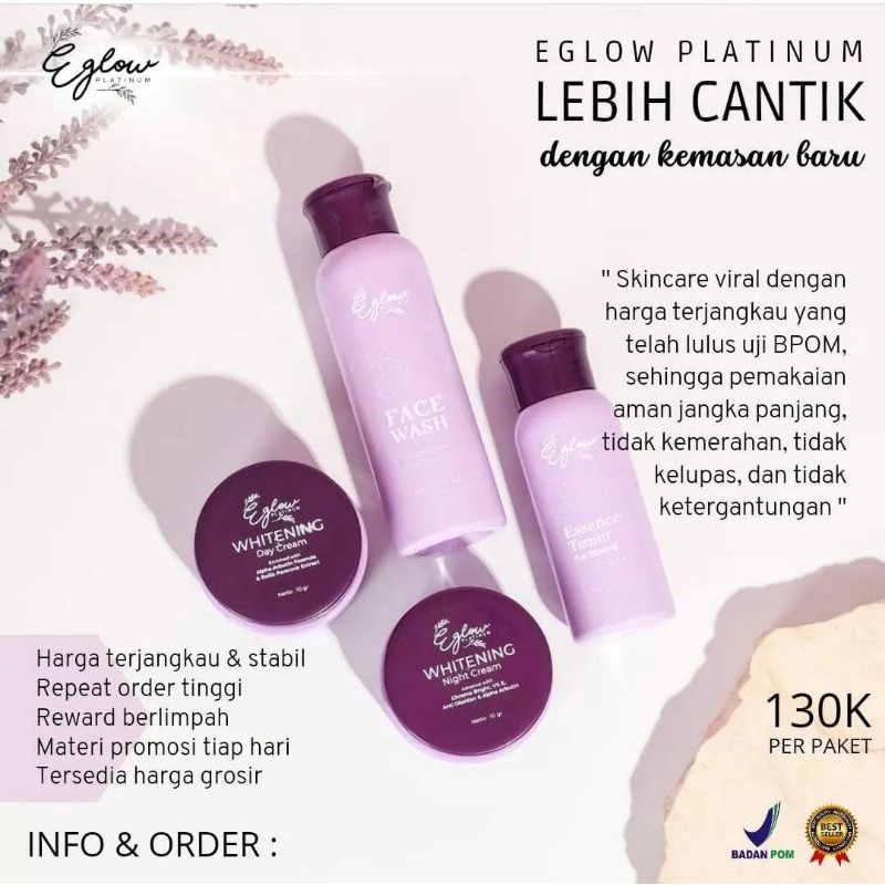 Eglow platinum BPOM/Eglow paket whitening
