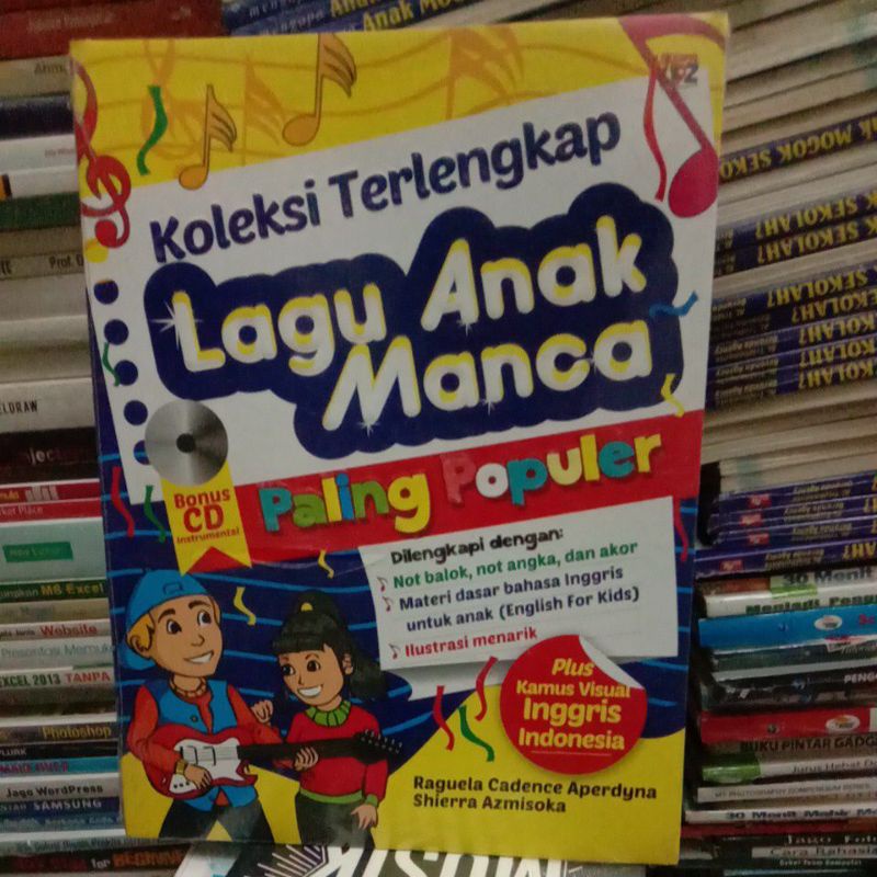 

BUKU KOLEKSI TERLENGKAP LAGU ANAK MANCA PALING POPULER PLUS KAMUS VISUAL INGGRIS INDONESIA BONUS CD INSTRUMENTAL