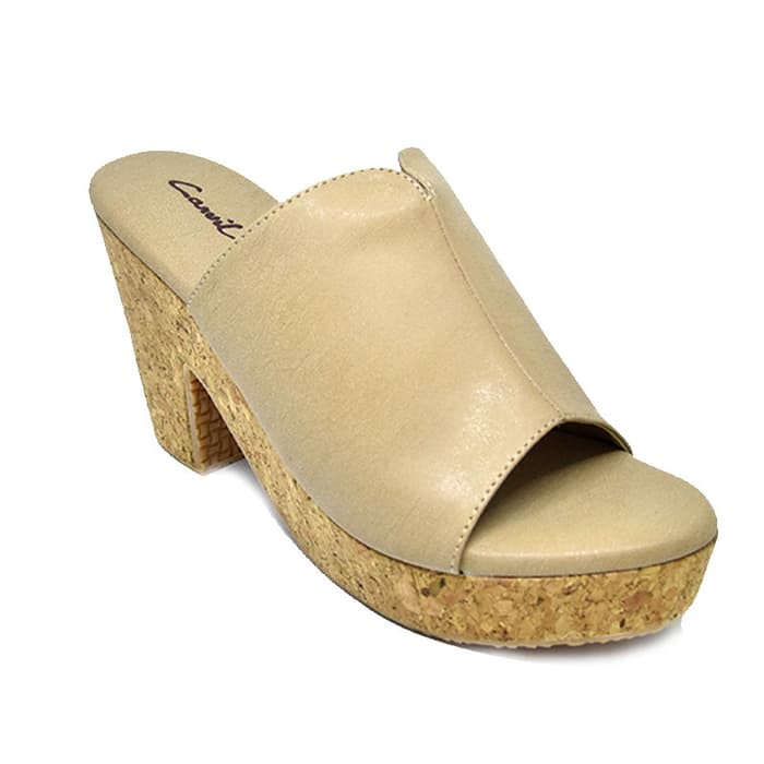 TERMUAH Sendal / Sandal Slop Wanita Cewek lebaran CARVIL CASUAL LADIES TULIP BEIGE - Beige, 40 puasa