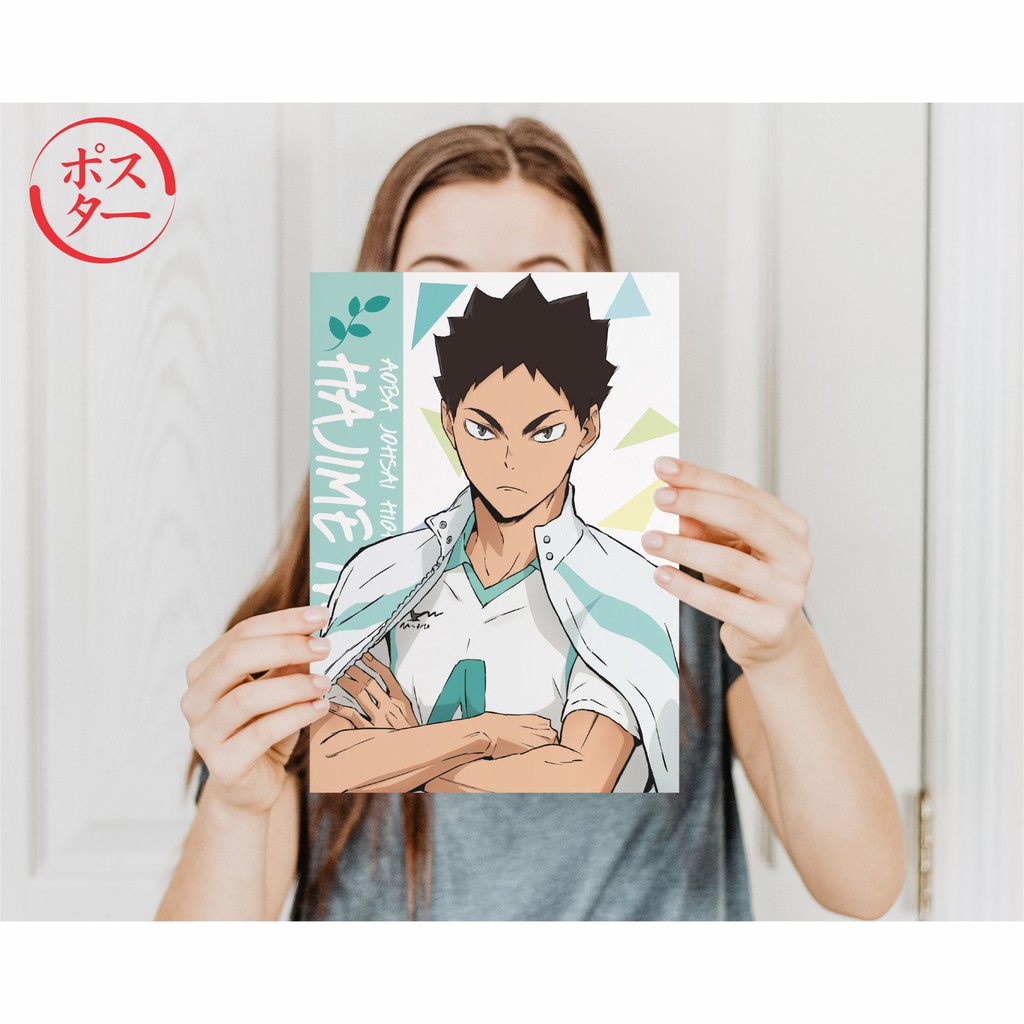 Koleksi Poster Anime Haikyuu A -  Hinata Kageyama Tsukishima Oikawa Kenma Bokuto Atsumu  - Size A4+-Iwaizumi A