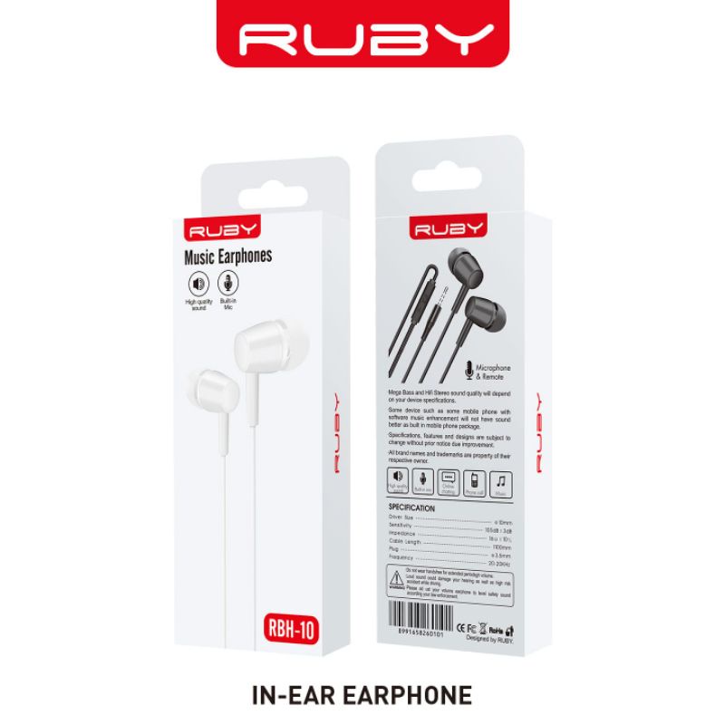 [CO-1K) Handsfree LOGON Headset RUBY RBH-10 Earphone Mega Bass Stereo Sound