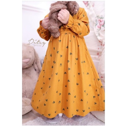 Ditsy Little Mickey Mustard Size 7