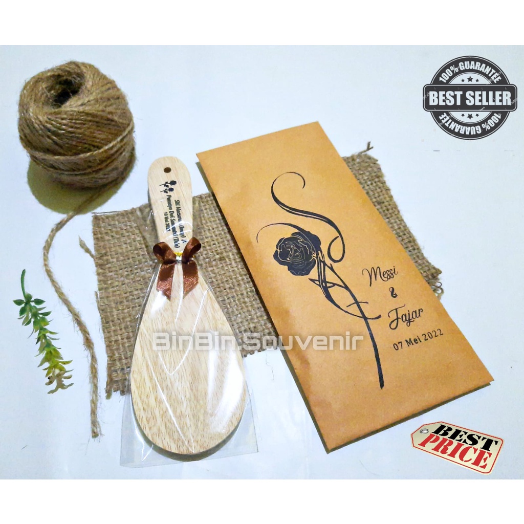 Souvenir Pernikahan Murah Centong Kayu Kemas Amplop Cetak Nama Sovenir Pernikahan Aesthetic