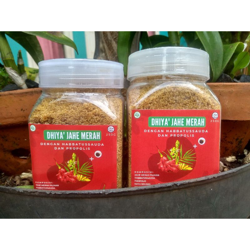 

Dhiya Herbal - Jahe Merah Instan dengan Habbatusauda dan propolis. Untuk imunitas