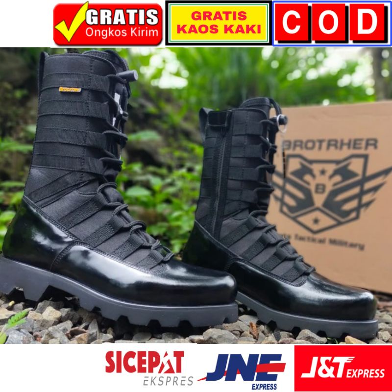 Sepatu Pdl Tni Polri bahan kulit merk brotrher type ninja radial kilap