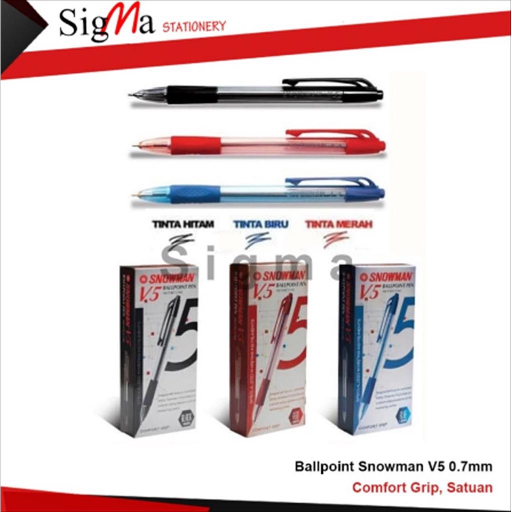 

Pulpen SNOWMAN V5 0.7mm Hitam / Biru / Merah (Pcs)