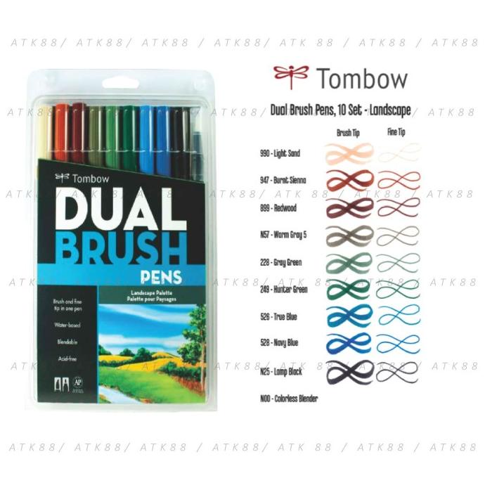 

(BISA COD) Tombow Dual Brush Pen Set 10 - Landscape Palette KOMPLIT Kode 521