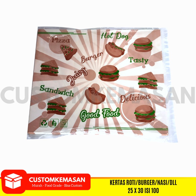 

Kertas Pembungkus burger, Kertas Nasi, Kertas Roti ,Kertas Nasi KFC Anti Minyak, Anti Panas
