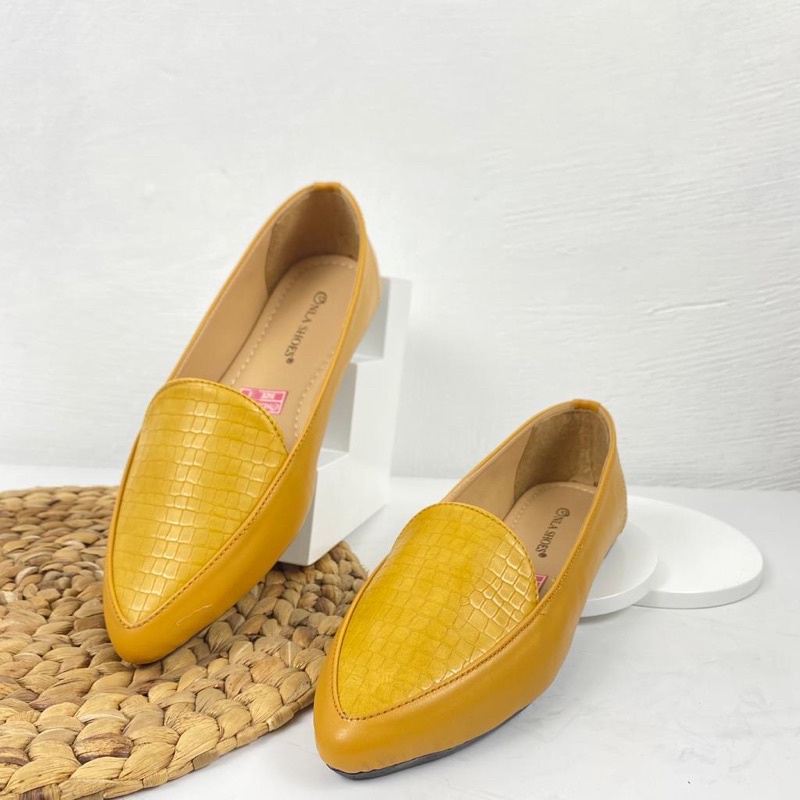 Onlashoes - Flat Shoes Croco LB26 Sepatu Flat Wanita