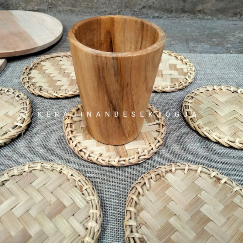 TATAKAN GELAS BAMBU tatakan anyaman bambu tatakan gelas anyaman unik placemate mini bambu
