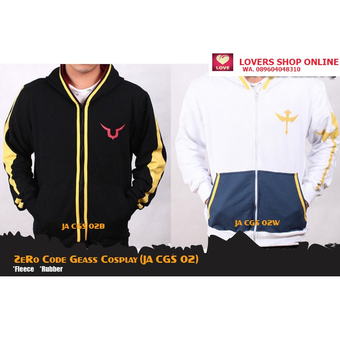Jaket Anime Code Geass White Knight Semi Cosplay Hoodie JA CGS 02W