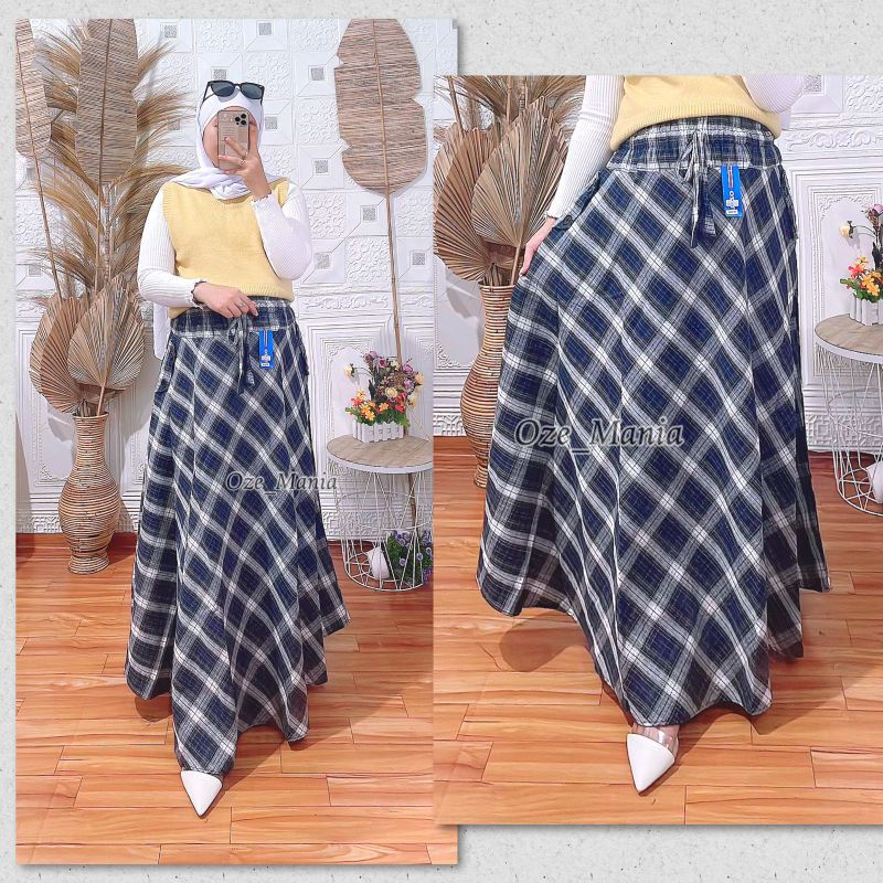 rok flanel import / rok panjang payung / rok mayung / maxi skirt / tartan skirt