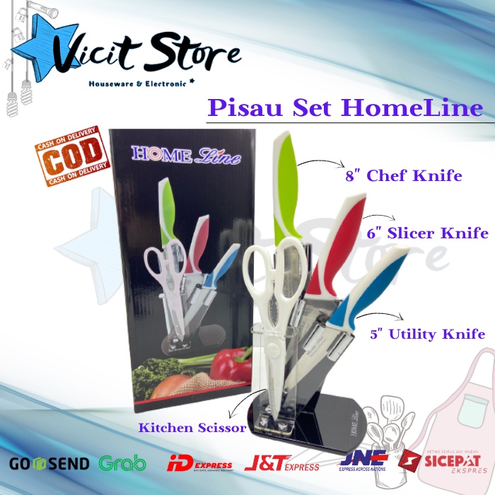 Home Line Pisau Set 4+1 Tempat Pisau High Quality