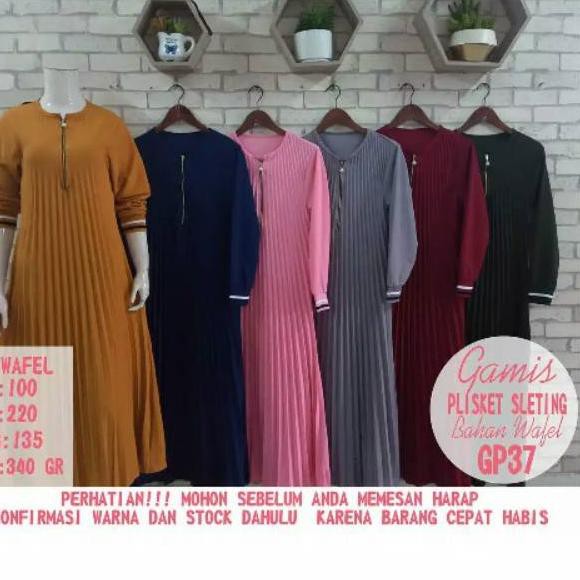  Baju  Terlaris Gamis  Wanita Busui Plisket  Full Depan 1KG 