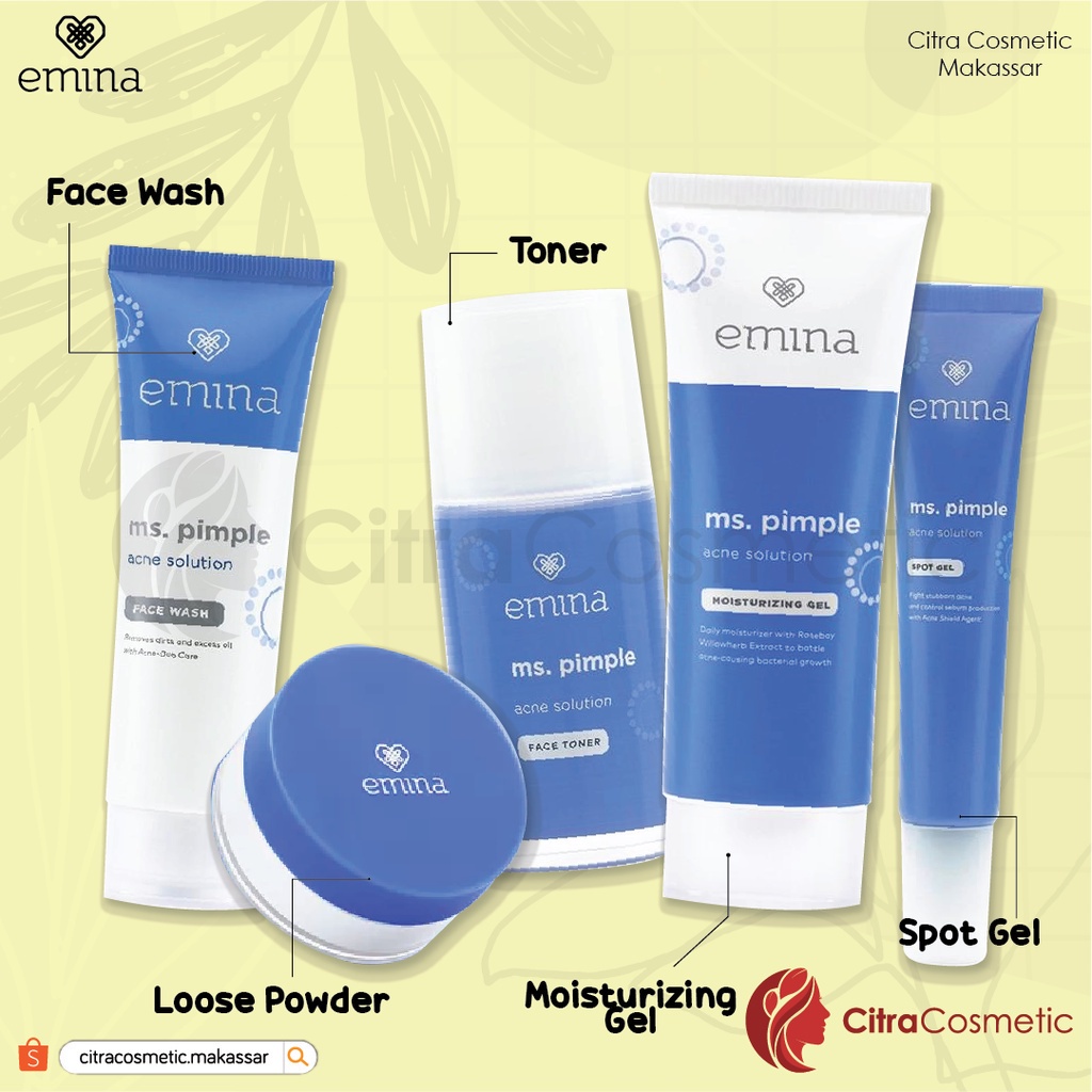 Emina Ms Pimple Acne Solution Series Sebum Fighter | Face Wash Toner Moisturizing Gel Spot