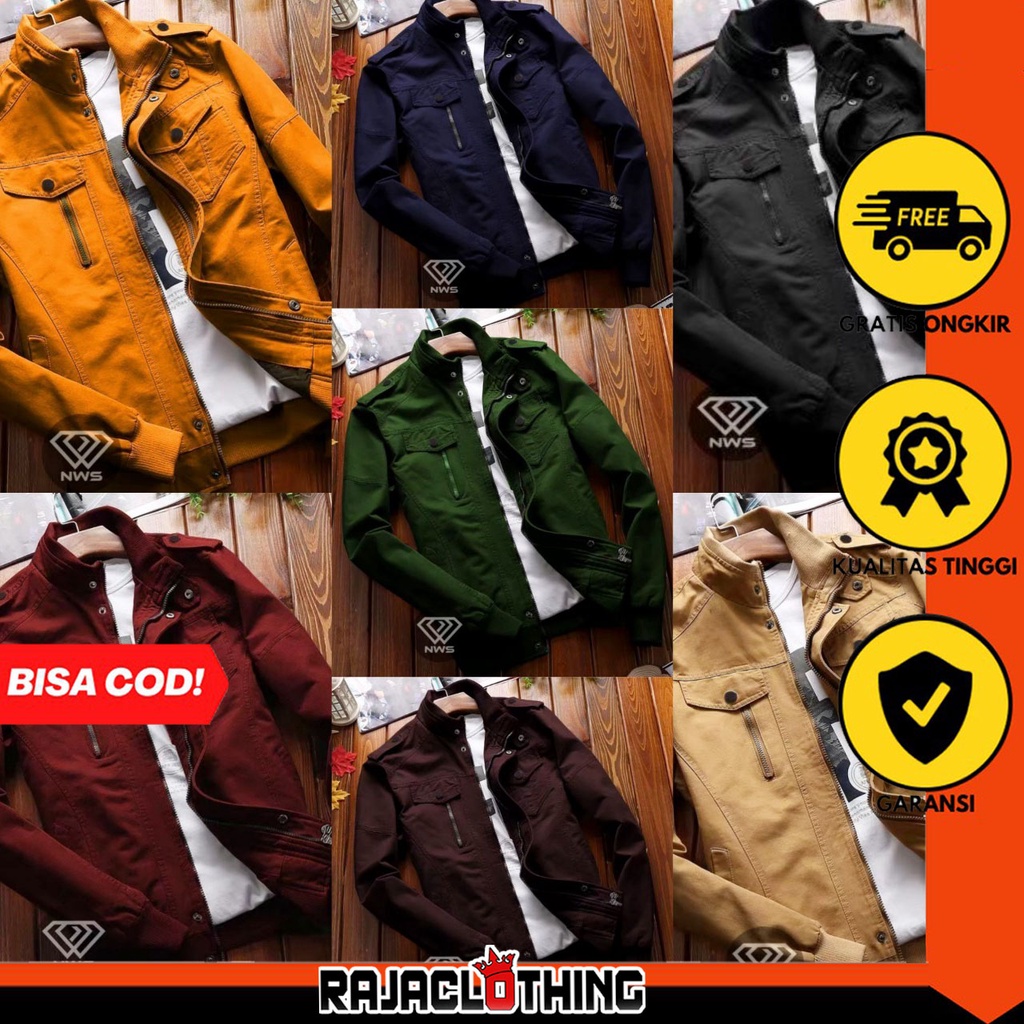 RCL - Jaket Bomber Pria Classik - Jaket Bomber Klasik Kanvas Tersedia 6 Warna - Jaket Motor