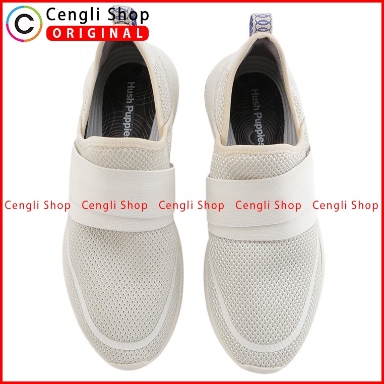 SEPATU SLIP ON PRIA HUSH PUPPIES ORIGINAL CASUAL BRANDED PUTIH HM009