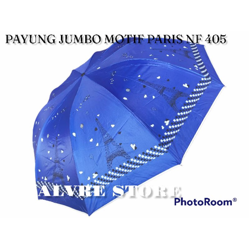 Payung Lipat 3 JUMBO Besar 10R Jari Motif PARIS Kode NF404 Anti UV