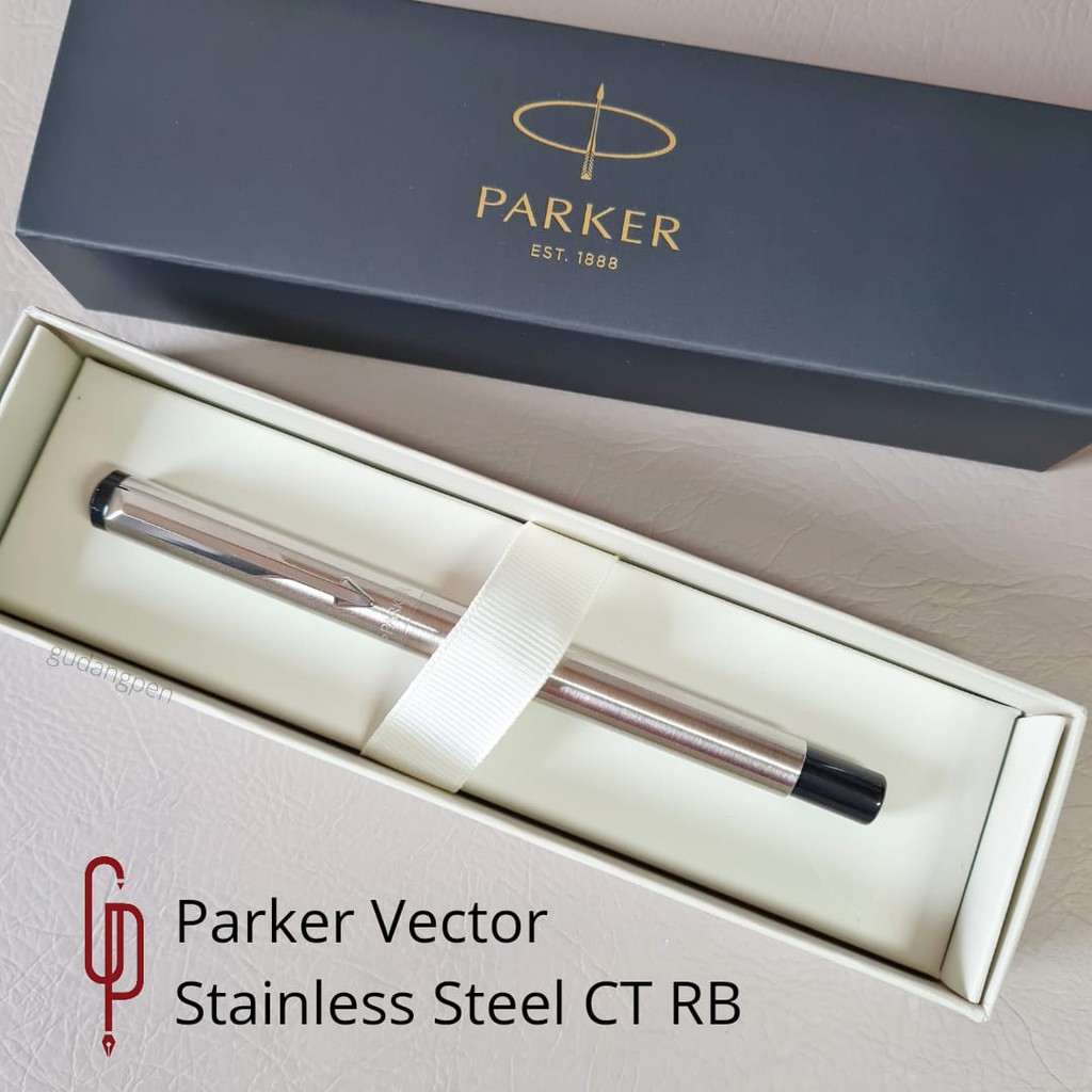 Parker Vector Stainless Steel SS RB Roller Ball Klip Silver