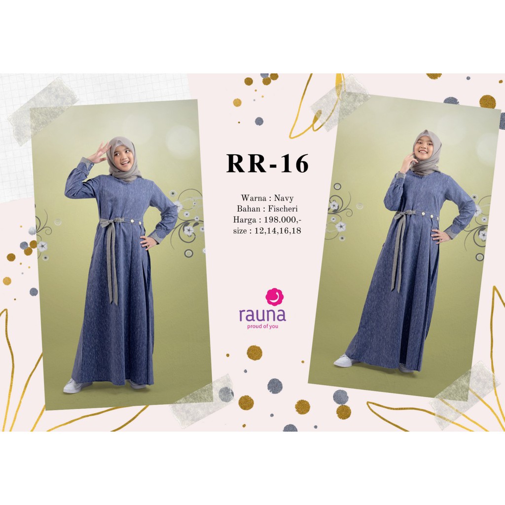 Gamis Anak Remaja Rauna / Rauna RR 16 Navy / Original / Cod