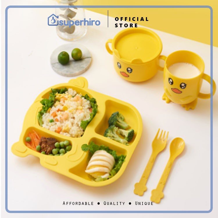 BPA Free Set 6 in 1 Piring Makan Komplit Anak Baby Mangkok Pinguin