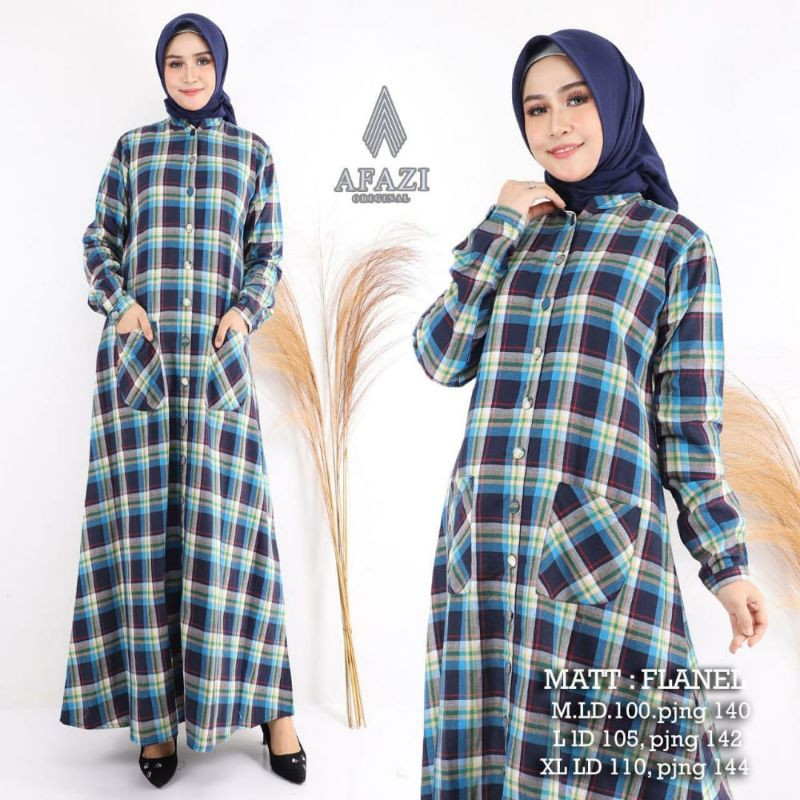 Gamis AFAZI FASHION l Gamis flanel l Gamis linen l gamis import l fashion muslim l pakaian wanita