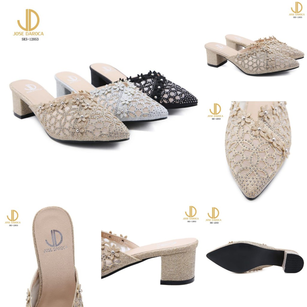 JOSE DAROCA Sepatu Heels Brukat Glitter #SKS-12053# Original