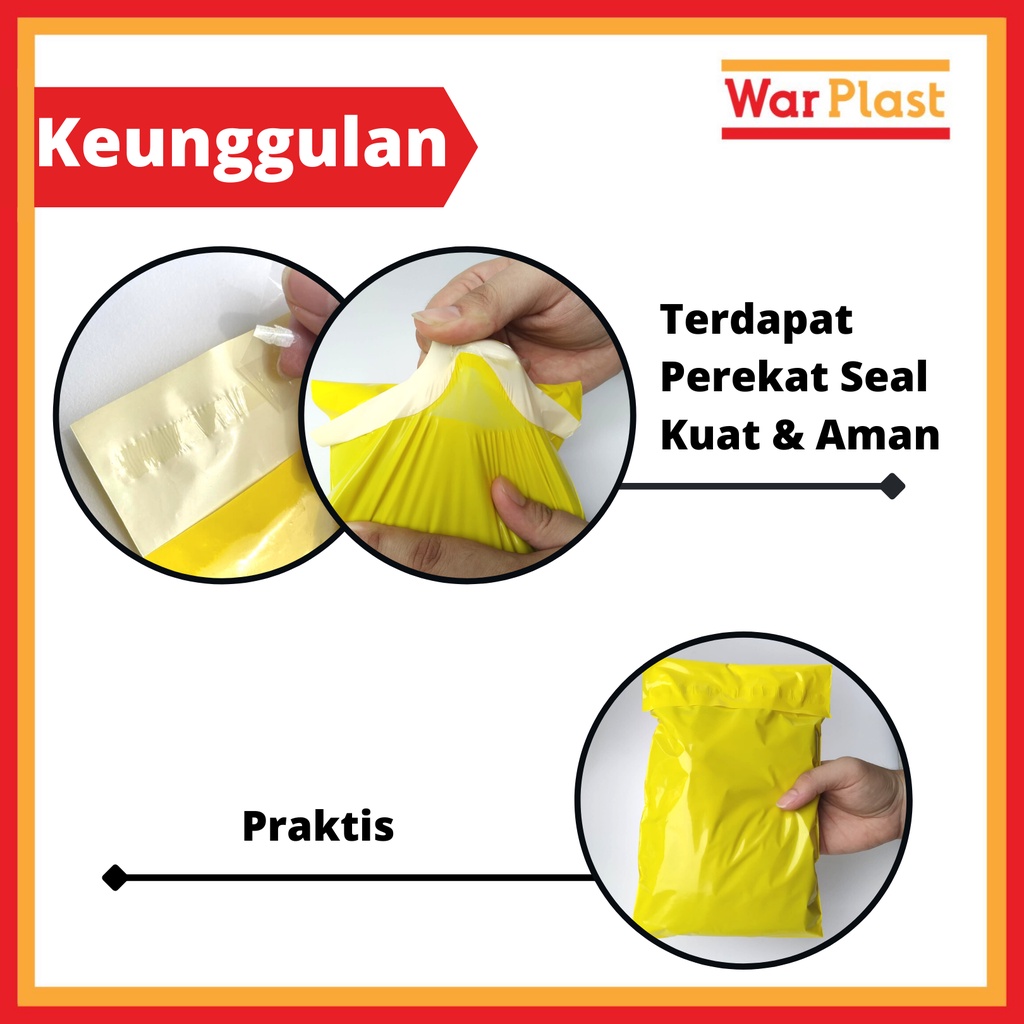 Plastik Packing Olshop Polymailer Amplop Plastik dengan Perekat Semi Premium - Uk 25x35 - Kuning