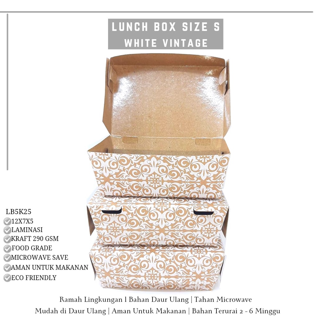 Paper Lunch Box Small Lunch Box Set (LB5K25-12X7X5 Cm)