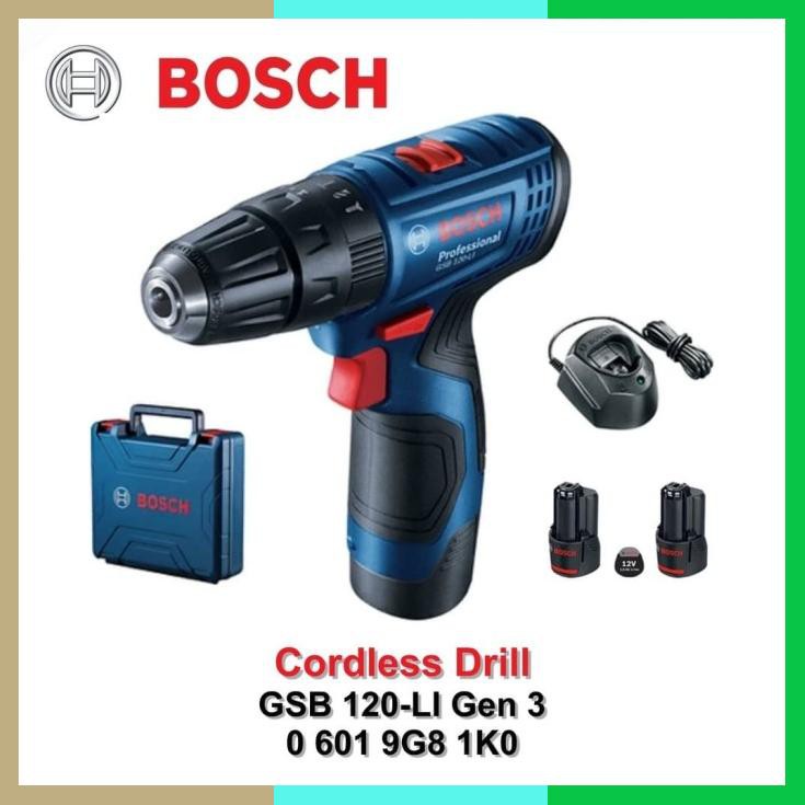 Bosch Gsb 120Li Cordless Impact Drill / Bor Tembok Baterai 120 Li
