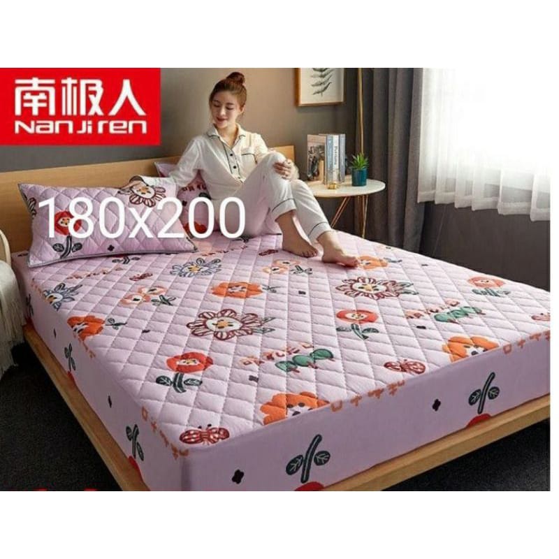 Sprei Waterproof / Sprei Protector bermotif / Sprei anti air ukuran 180x200CM SPREI WATERPROOF-PINK BUNGA2
