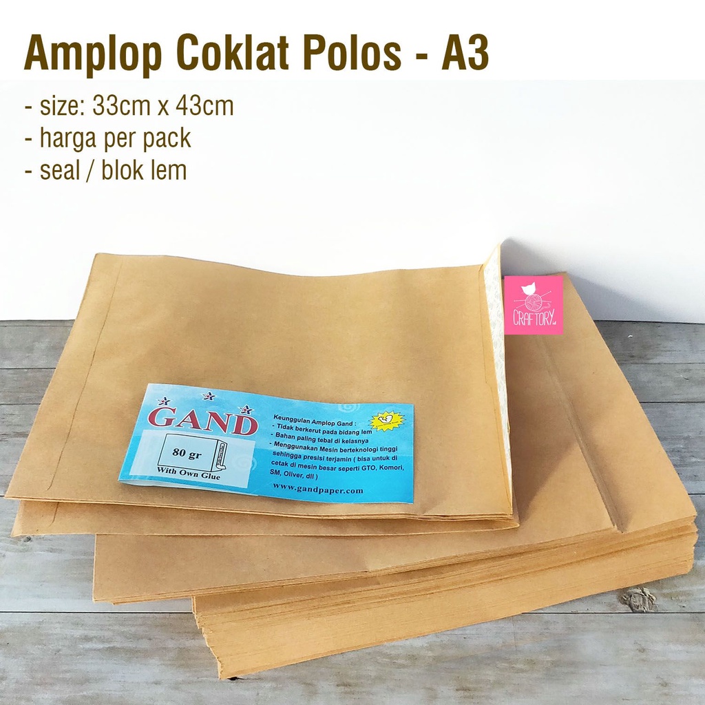 

Gand Amplop Coklat Samson Kraft Polos Seal A3 33cm x 43cm