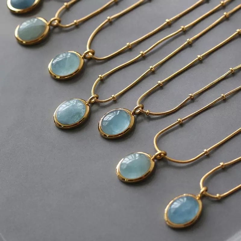 AQUAMARINE necklace - Stainless Steel