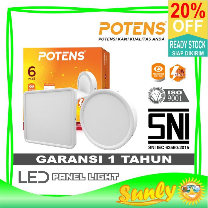 ☀ Sunly ☀ A157 Potens Lampu LED Panel Light Crystal  Bulat Petak Garansi Import