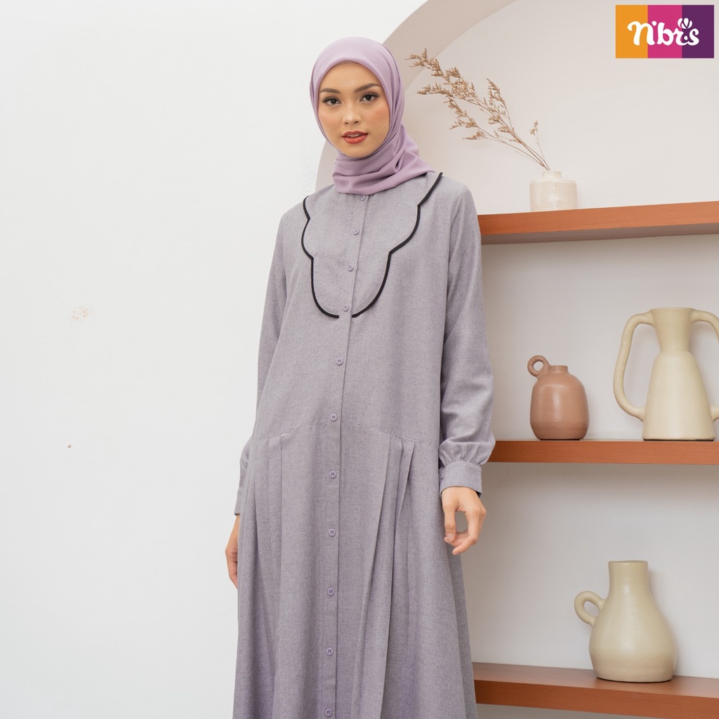 Nibras Gamis NB B96 Bahan Persiva mix Koshibo Dress Fashion Muslimah Modern Simpel Kekinian by Nibras bisa COD