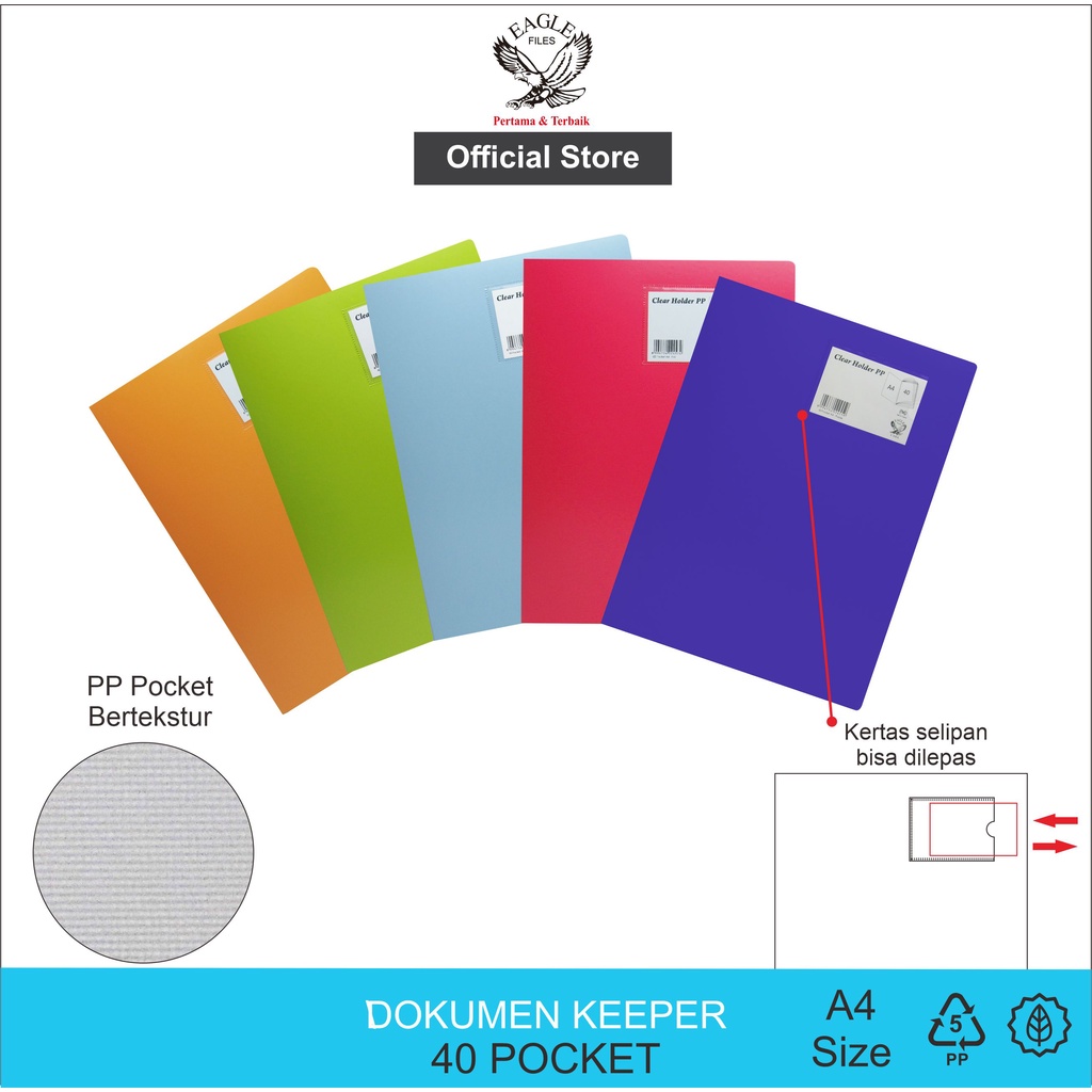 

Dokumen Keeper / Clear Holder / Document Keeper / Display Book EAGLE A4 40 Pocket