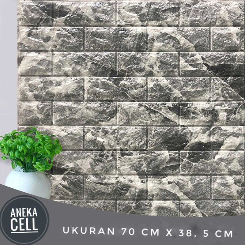 Wallpaper Tembok Dinding 3D Model Batu Bata Putih/Walpaper Tembok Dinding Untuk Mempercantik Ruangan-Marbel Abu Bata