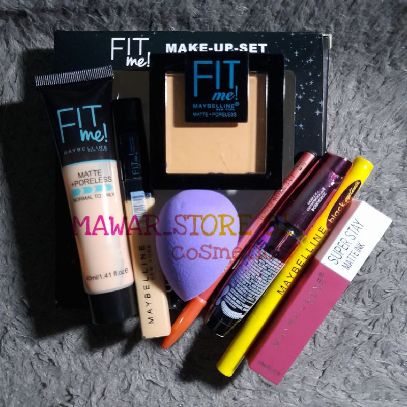 MAYBELLINE / Paket Kosmetik Lengkap 8 in 1 / Paket Make Up Maybelline Lengkap Paket Hemat