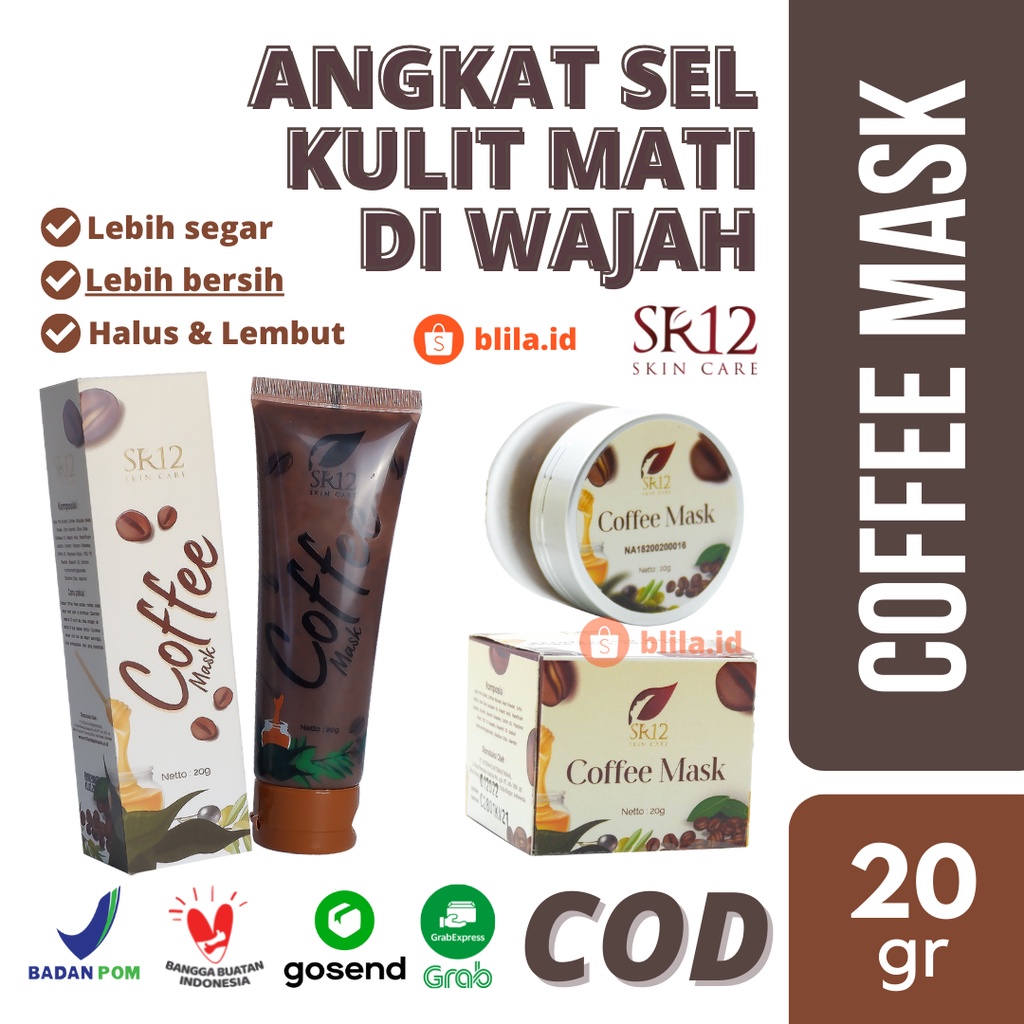 COFFEE MASK SR12 Masker Kopi Untuk Wajah Cerah Halus Bebas Minyak Usir Komedo Flek Hitam BLILA