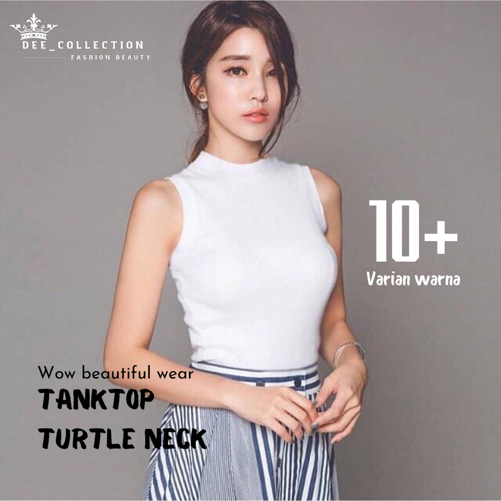 ATASAN WANITA TANKTOP TURTLE NECK &quot;leher tinggi&quot; &quot;spandex &amp; rayon&quot; KOREAN WANITA