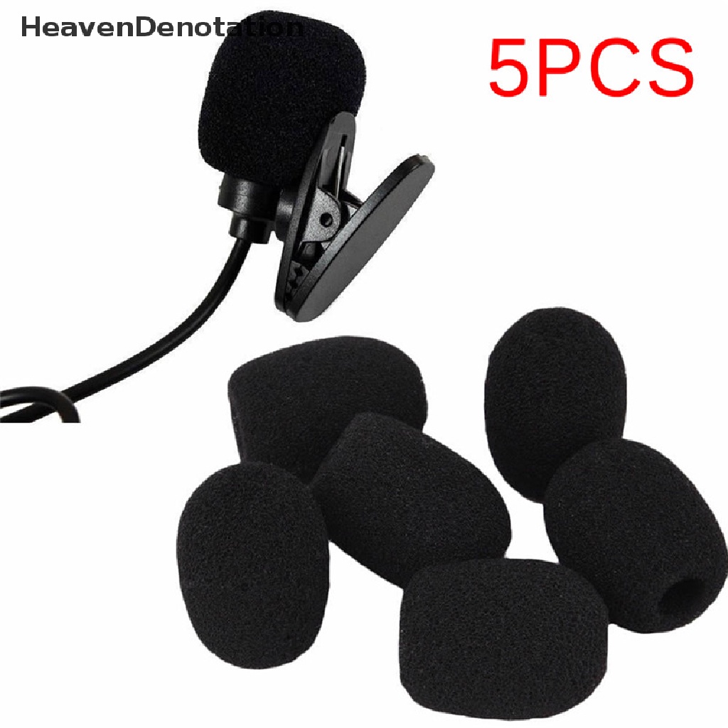 (Heavendenotation) 5pcs / Set Cover Pelindung Mikrofon Bahan Busa Warna Hitam